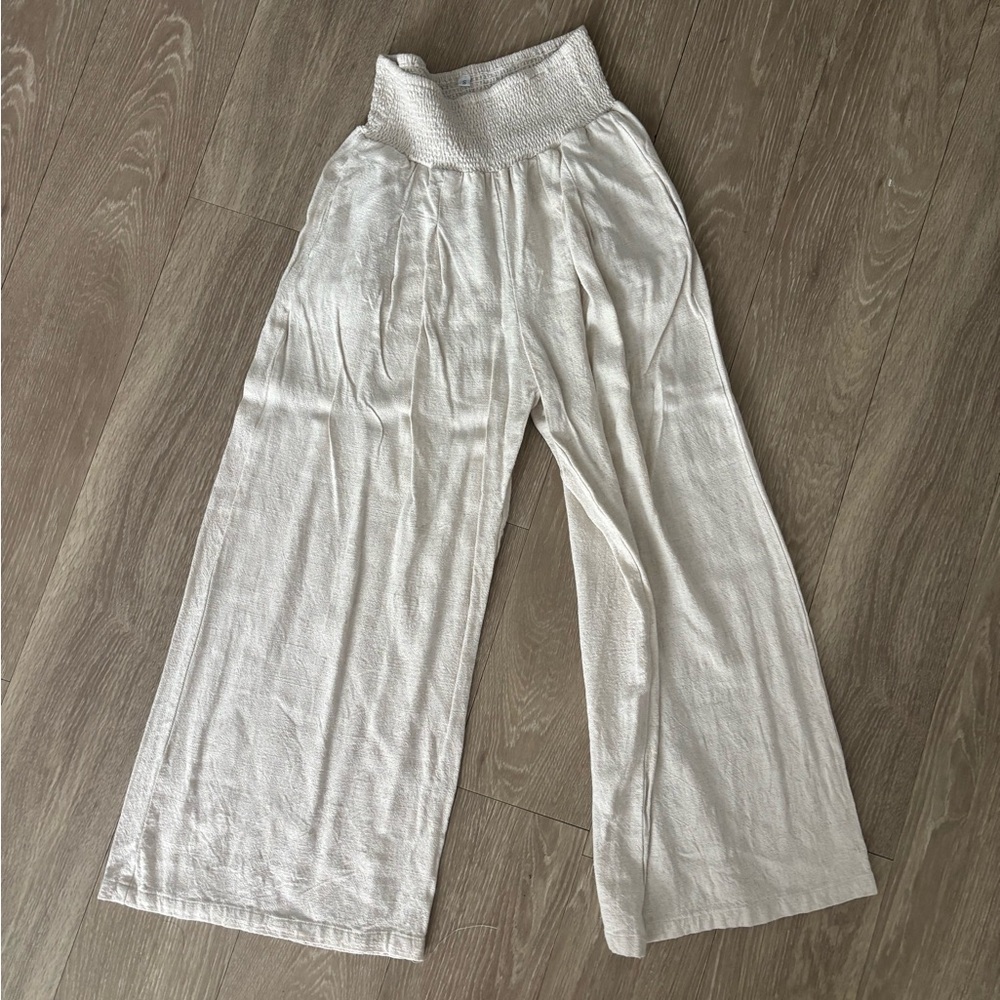 Petite Linen Wide-Leg Pants